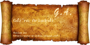 Güns Ariadné névjegykártya